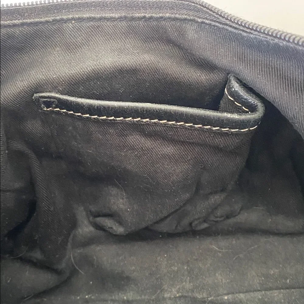 Fossil Y2K Black Leather Crossbody Bag Stitching Accent
